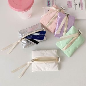 Customizable Label Korean Style Polyester Clutch <b>Makeup</b> Bag with Soft Handle Exquisite Coin Purse Zippered Portable Card <b>Holder</b> - Product Image 2