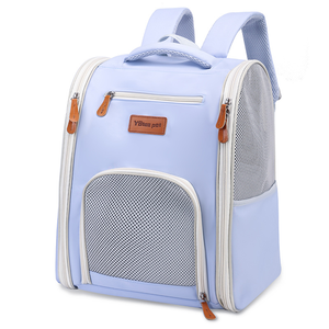 Pet Oxford Breathable <b>Cat</b> <b>Backpack</b> Carrier Solid Purple Mesh Ventilation Zipper Closure Pet Carrier - Product Image 3