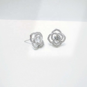 Pendientes de plata 925 con trébol verde, piedra natural, joyería fina, corazón, turquesa, delicados, modernos, con circonita. - Product Image 5