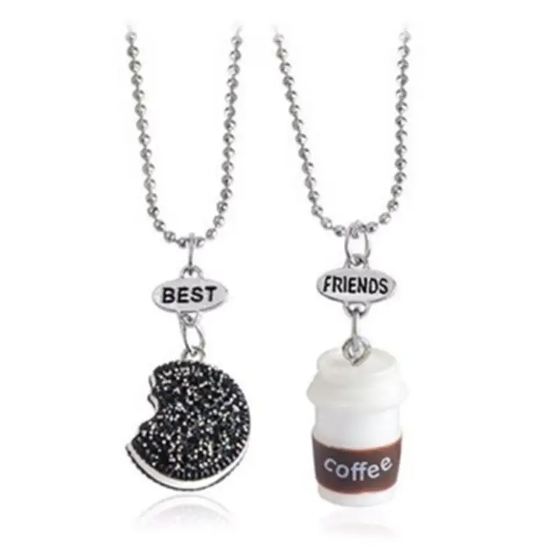 Di modo di Nuovo Best Friends Sveglio Della Resina Del Pendente Della Collana Della Signora Latte Biscotto Patatine Fritte Collana Dei Monili R1364