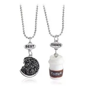 Fashion New Best Friends Cute Resin Pendant Necklace Lady Milk Biscuit Fries Necklace Jewelry R1364