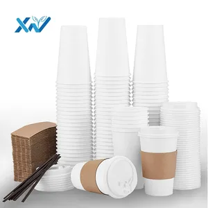 Лидер продаж, кофейные чашки с одной стенкой объемом 8 унций, дешевые бумажные чашки, одноразовые бумажные чашки с крышкой из полипропилена, заводская цена