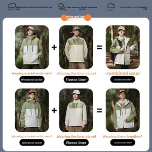 Chaqueta de Esquí para <span class=keywords><strong>Hombre</strong></span>, 3 en 1, Impermeable, <span class=keywords><strong>Cortavientos</strong></span>, con Capucha, Forro Polar Interior, Cierre de Cremallera, <span class=keywords><strong>Cortavientos</strong></span> para Invierno, Nieve y <span class=keywords><strong>Montaña</strong></span> - Product Image 6
