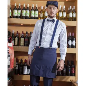 Customized Premium Quality Hotel Restaurant Bar Bartender Uniform Men's Bar Staff Uniform Bibs