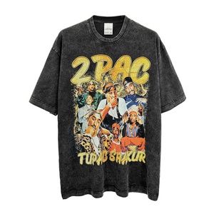 Custom <b>Y2k</b> Oversized Knitted Print Breathable 100% Cotton Hip Hop T-<b>Shirts</b> Washed Vintage Streetwear Short Sleeve Customized - Product Image 6