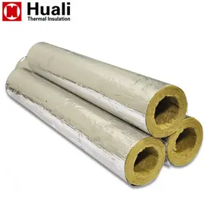 mineral fiber wool pipe insulation rock wool pipe section for thermal insulation