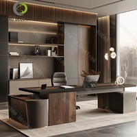 Ensemble de chaises de bureau en bois haut de gamme modernes et personnalisées Mobilier de bureau modulaire Directeur général Éclairage de patron Salon à usage domestique