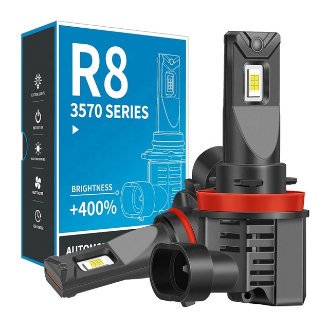 12V CSP Chip LED Headlight Car R8 H11 H8 High Low Beam Aluminum Material New Condition 6000k Color Temperature