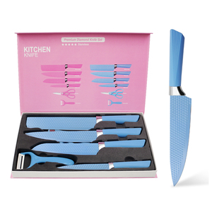 طقم سكاكين شيف احترافي مكون من 6 قطع حادة من الفولاذ المقاوم للصدأ، أداة تقطيع متعددة الوظائف، سكاكين مطبخ لتقشير الفواكه مع صندوق هدايا - Product Image 1