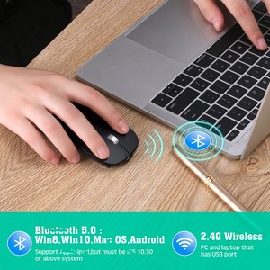 เมาส์ไร้สายแบบปรับแต่งได้ 2.4G รุ่น Dual <span class=keywords><strong>Model</strong></span> ชาร์จซ้ำได้ ตัวเรือนโลหะ พร้อมลูกกลิ้ง สำหรับใช้งานกับแท็บเล็ต แล็ปท็อป โทรศัพท์ เงียบไร้เสียง - Product Image 5