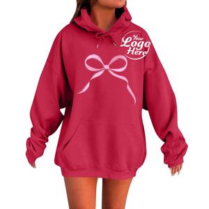 Sudaderas de lana de algodón de felpa Jersey de manga larga ligero de moda para mujer con bolsillos Sudadera con capucha gráfica preppy - Product Image 4