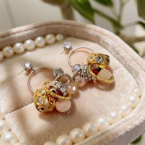 Pendientes de Aro Geométricos de Plata 925 con Cuarzo Rosa, Pendientes de Cristal Vintage para Uso Diario de Mujer - Product Image 4