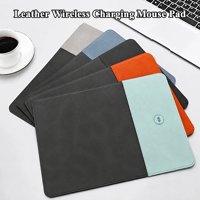 Tapis de souris de bureau en cuir PU de qualité supérieure avec logo personnalisé, 2 en 1, charge rapide sans fil 15W, pour la maison et le bureau