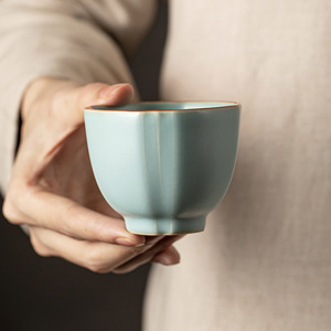 Ru Ware Ceramic <b>Teacup</b> Porcelain Single Cup Handmade Chinese Tasting Cup Kung Fu Tea Set - Product Image 1