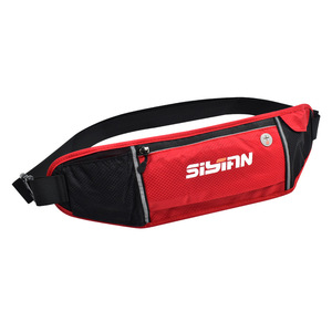 Sisian Running Waist Bag Red Black Sport Belt With Zipper Pocket For Outdoor Activities - Product Image 1
