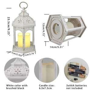 Lanterne de jardin <span class=keywords><strong>LED</strong></span> sans flamme à piles, style bougie, pour Ramadan, étanche IP67, 3 piles AAA incluses, pour extérieur, fête musulmane, en ABS - Product Image 3