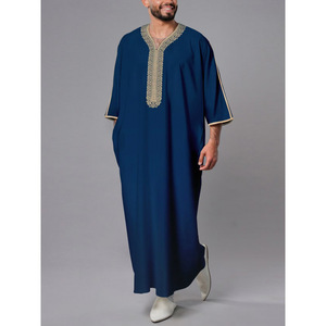 Elegante Thobe Marocchino da Uomo Stampato, Kaftan a Maniche Lunghe, Tunica Islamica in Poliestere Vestibilità Ampia per Tutte le Stagioni - Product Image 3