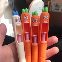 Muddle Radis Stylo gel créatif Bouton poussoir Stylo à bille Forme radis drôle Noyau de langue Papeterie intéressante pour le dos école