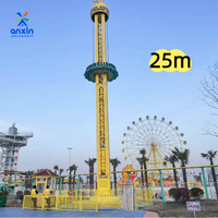 Manège Tour de Chute Rotative pour Parc d'Attractions 25m, Manèges à Sensations Fortes Personnalisés pour Fêtes Foraines à Vendre, Capacité 16 Personnes, Puissance 60Kw, Fibre de Verre