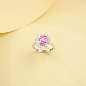 Anillo de Moda de Plata de Ley 925 con Zafiro Padparadscha Cultivado en Laboratorio - Product Image 3