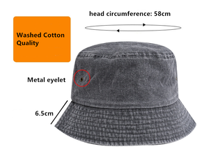 Custom Logo Wide Brim Washed Denim Cotton Bucket Outdoor Sun <b>Hat</b> for Fishing Beach Promotion Gifts - Product Image 4