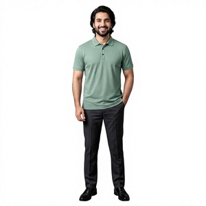 Camiseta informal de poliéster con gofres Jacquard de verano para hombre, camiseta Polo de manga corta personalizada fresca de secado rápido para hombre - Product Image 1