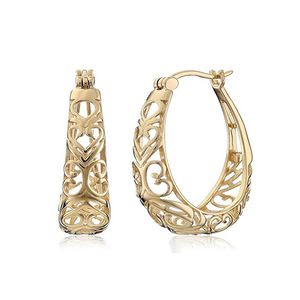 Orecchini a polsino a forma di cuore traforati in filigrana per donna, eleganti accessori per tutti i giorni e per feste - Product Image 1