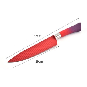 Couteau de cuisine antiadhésif 6 pièces, couteau coloré avec lame ondulée - Product Image 4
