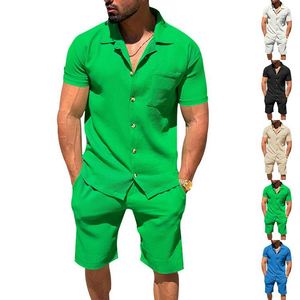 Men's <strong>Tracksuits</strong> <strong>Classic</strong> Two Piece Sets Men Casual Button Lapel Short Sleeve Shirts and ShortsStyle Suits Mens Clothing Summer - Product Image 5
