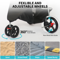 Vente flash Am-azon : poussette pliable à 3 roues en tissu noir portable pour chats et chiens avec porte-gobelet