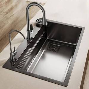 Évier de cuisine intelligent en acier inoxydable 304 épaissi avec affichage numérique et robinet extractible - Product Image 2