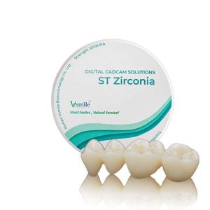 Vsmile 98-14mm Blocs de zircone dentaire pré-ombragés couleur ST, Matériaux pour fraiseuse CAD CAM, Disque brut certifié CE 1200Mpa - Product Image 4