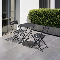 Manufacture métal pliant 3 pièces Patio carré table pliable et siège à lamelles chaise jardin ensemble extérieur Bistro table ensemble