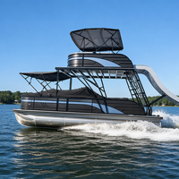 Bateau de fête pour 25 personnes avec barbecue et réfrigérateur, bateaux en alliage d'aluminium avec bar pour les loisirs et l'utilisation familiale, pontons