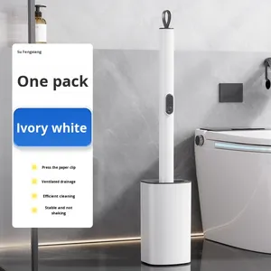 Spazzola per WC con Manico in Plastica e Setole in Silicone, Strumento di Pulizia Senza Angoli Morti, Manico Lungo per Bagno e WC alla Turca - Product Image 6