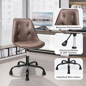 Silla de Oficina Moderna de Cuero PU, Asiento Ancho, Diseño Ergonómico, Giratoria 360 Grados, Altura Ajustable, Cómoda para Oficina en Casa - Product Image 6