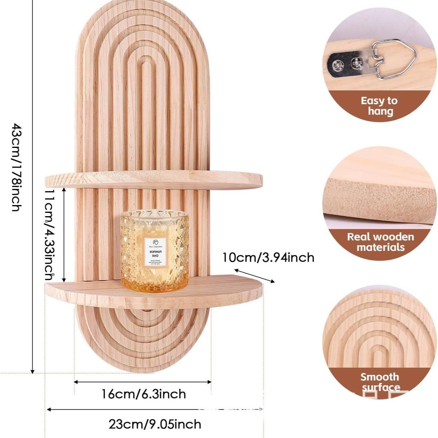 Khaki Oval 2-Tier Natural Wood