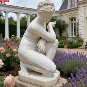 Statua <span class=keywords><strong>di</strong></span> <span class=keywords><strong>Venere</strong></span> Seduta in Marmo Bianco Italiano YOUFINE, Elegante Scultura per Giardino, Patio e Decorazioni Esterne - Product Image 1