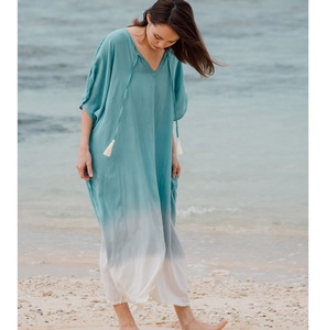 Caftán de Playa para Mujer, Estilo Tie-Dye Ombré, Caftán de Playa Tie-Dye para Mujer - Product Image 1