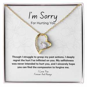 Lo siento por haberte lastimado, collar clásico con colgante de corazón de cobre y tarjeta de texto personalizado, regalo de perdón y reconciliación para pareja - Product Image 5