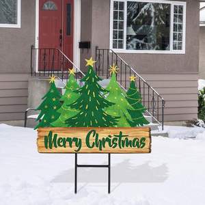 Hot Item Trending Christmas Yard Sign Set Reusable PVC Waterproof Xmas <b>for</b> Outdoor Lawn Decor with Metal <b>Stake</b> - Product Image 5