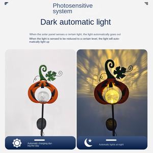 Waterproof IP65 DC Iron LED Solar Courtyard Garden Small Outdoor Halloween Pumpkin Lawn <b>Projection</b> Ambient <b>Lighting</b> - Product Image 5