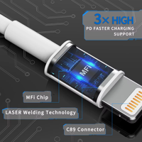 Câble de Charge Rapide USB-C MFi Certifié, 1m 2m, Personnalisable pour iPhone 16 15 14 13 12 11 Pro Max