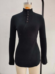 Suéter Elegante de <span class=keywords><strong>Cuello</strong></span> <span class=keywords><strong>Alto</strong></span> para <span class=keywords><strong>Mujer</strong></span>, Diseño Personalizado de Moda Invernal, Tejido Sólido de Lana/Viscosa Suave - Product Image 4