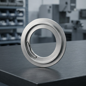 Anneau de corps d'embrayage en métal argenté forgé, composant annulaire circulaire à étages avec rainure intérieure et finition brossée - Product Image 1