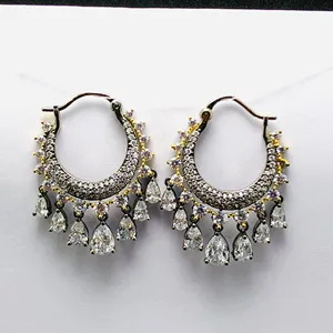 Anting Spiral panjang berlian autentik elegan anting perak murni 925 anting-anting kumpulan perhiasan wanita khusus