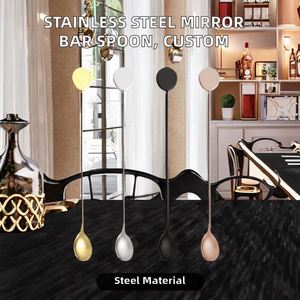 Custom Logo Hot Sale Stainless Steel Metal Mirror Polish Bar <b>Spoon</b> for <b>Coffee</b> Tea Long Stirring Cocktail Mixing - Product Image 2