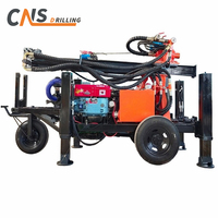 Machine de forage de puits diesel portable de 130 m, petite, pneumatique, sur remorque, pour forage de puits d'eau