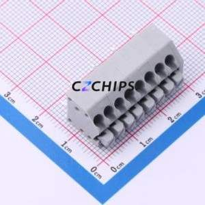 DB250B-3.5-8P-GY Spring Terminal Block Through hole Component (THT),P=3.5mm Connector 1x8P 3.5mm Gray 8P - Product Image 1