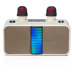 FANSBE RGB Karaoke macchina ad alta potenza a doppio microfono per interni esterni portatile per feste Wireless Karaoke altoparlante Bt con microfono